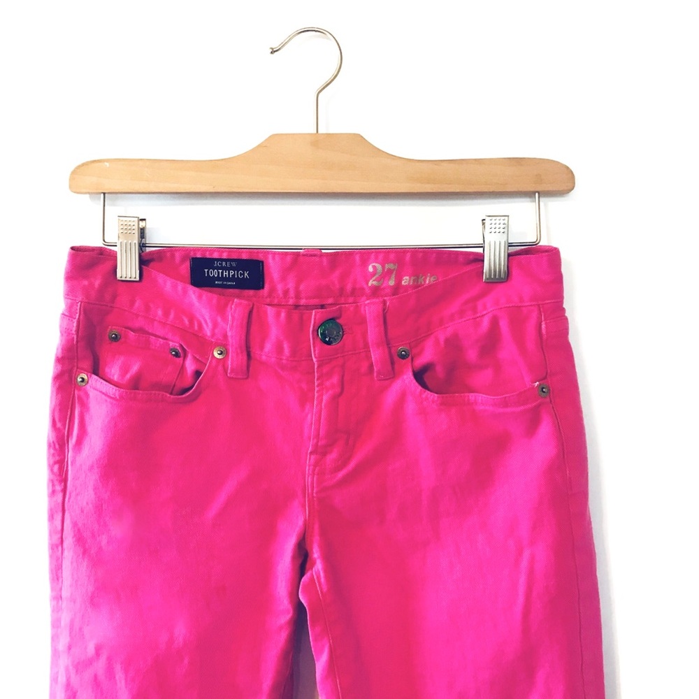 J. Crew pink toothpick ankle jeans